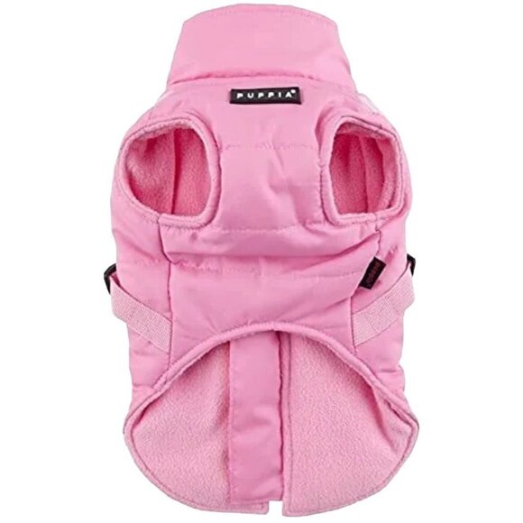 Puppia Winter Coat Harness Dog Cat Vest Pink Smart Tag Mountaineer II Puffer - Picture 2 of 12
